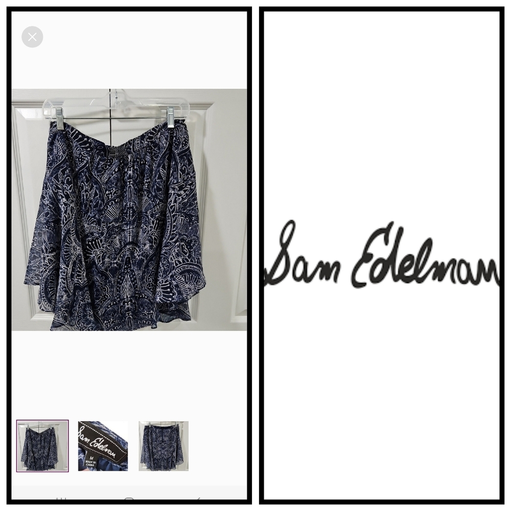 Sam Edelman Navy and White Patterned Skirt